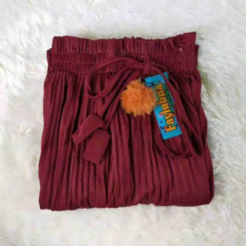 ROK PLISKET ANAK POMPOM HYGET | PLEATED LONG PLISKET USIA -2 -- 10  TAHUN