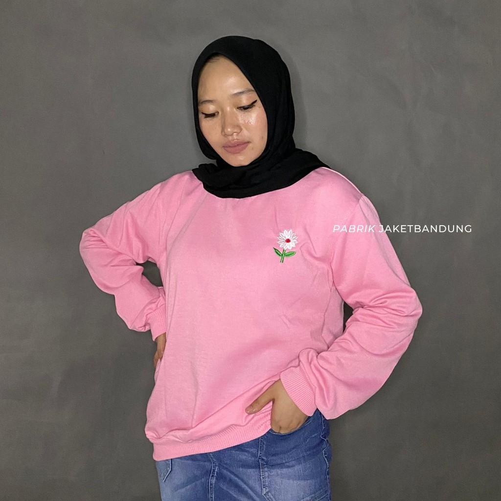 Daisy Flower Bordir // sweater crawneck Wanita