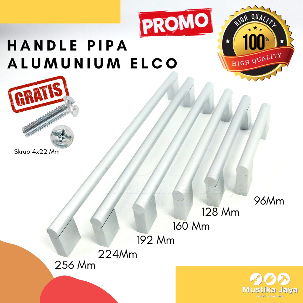 Handle Tarikan Gagang Lemari Laci Alumunium Elco Model Pipa Pintu