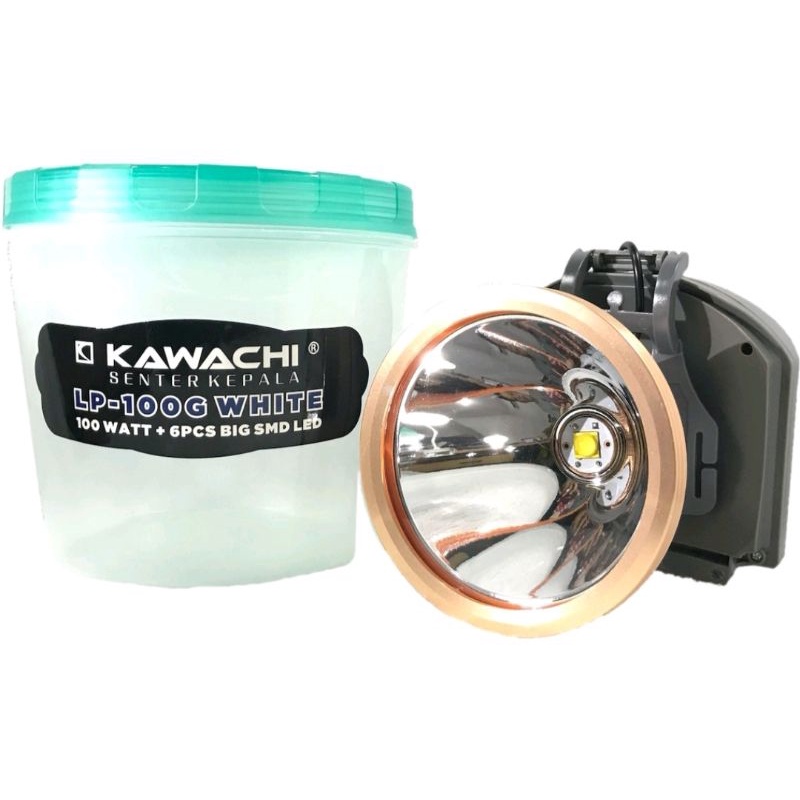Senter Kepala LED Super Terang Kawachi 100W + 6PCS BIG SMD LED Ori 100% LP-100G /Senter Kepala Cas