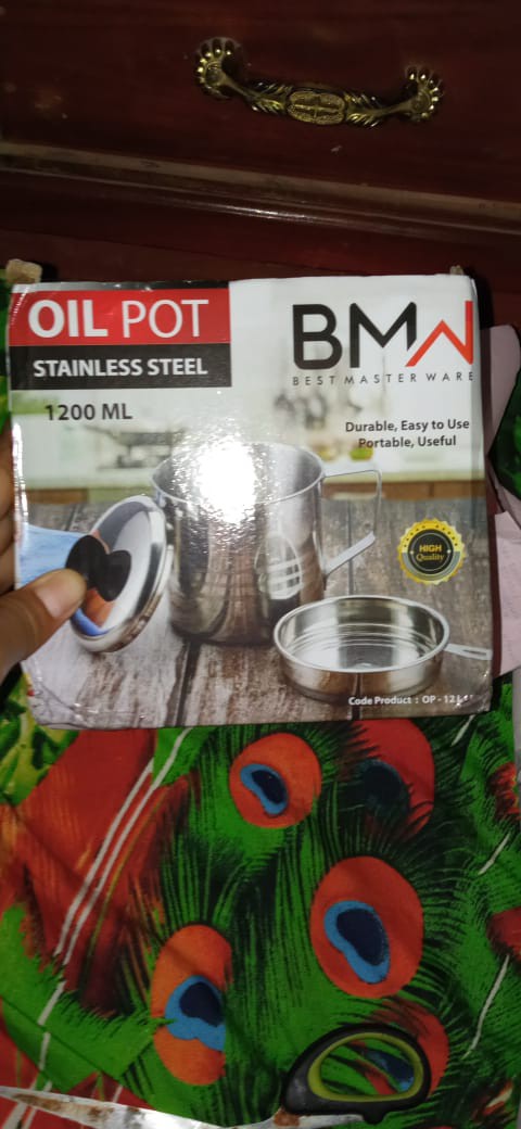 B-101 Oil Pot Stainless 12 Cm / Saringan Minyak 1.2 Liter Bq