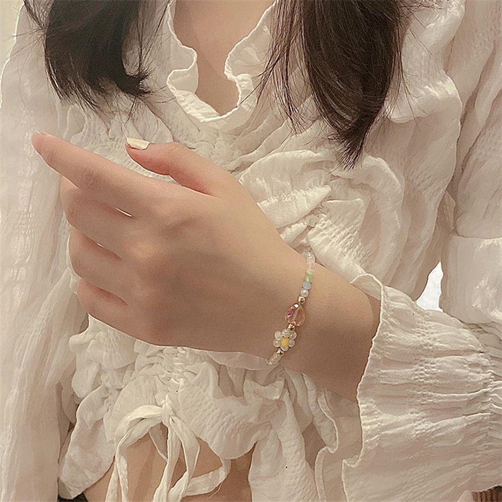 Mxbeauty Gelang Wanita Elegan Peri Tangan Rantai Bunga Kreatif Warna-Warni Fashion Perhiasan