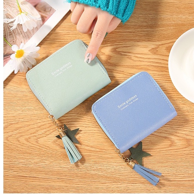 ASIN829 Dompet Wanita Dompet Koin Mode Ritsleting Pendek D03 Dompet Kartu Multi-fungsi Mengimpor Dompet Kecil