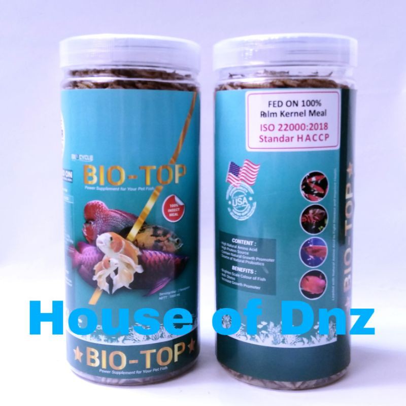 Bio Top Larva Kering Makanan Ikan Arwana Koi Louhan Pakan Oscar Biotop