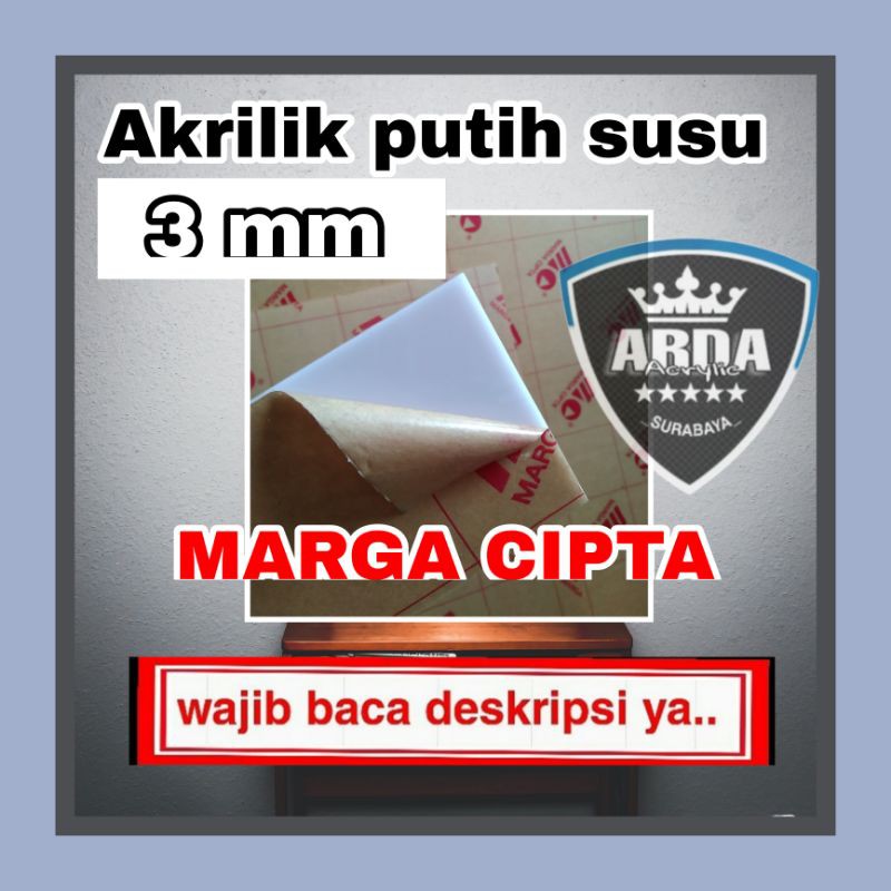 Akrilik 3mm  putih susu Rp40/Akrilik 3mm susu Marga cipta lembaran akrilik custom