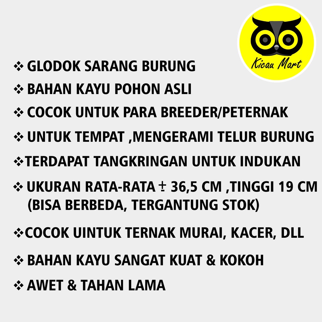 GLODOK MURAI KAYU GELODOK GLODOG SARANG TEMPAT TERNAK BERTERNAK BERTELUR TELUR BURUNG KACER GLMKY