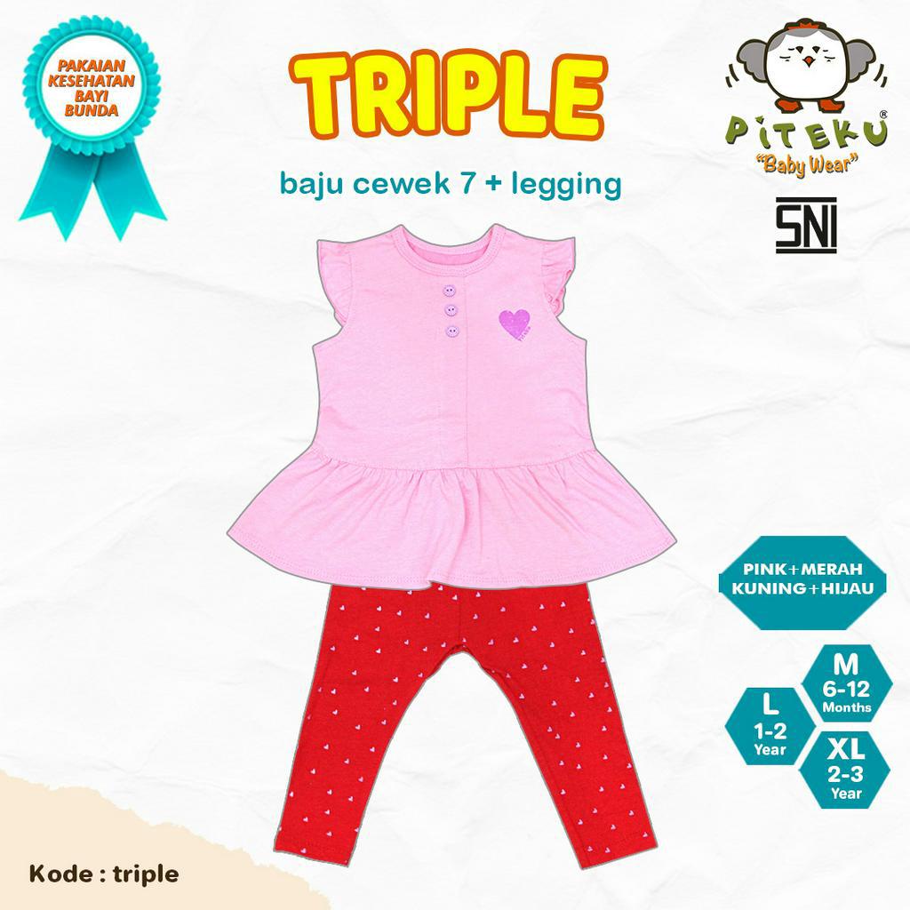 PITEKU TRIPLE BAJU CEWEK + LEGGING 6-12M 01877572