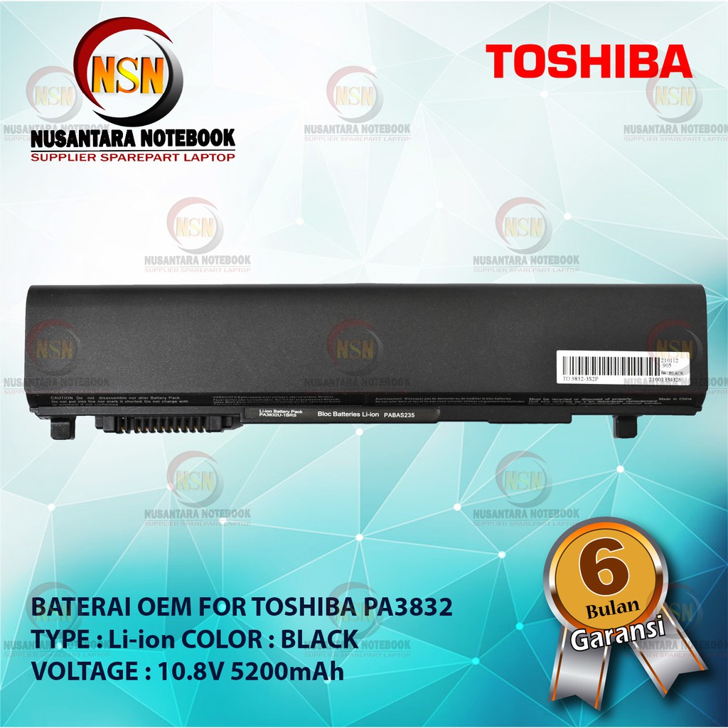 Baterai OEM For Toshiba Portage R830 R700 PA3832 PA3832-1BRS PA3929U