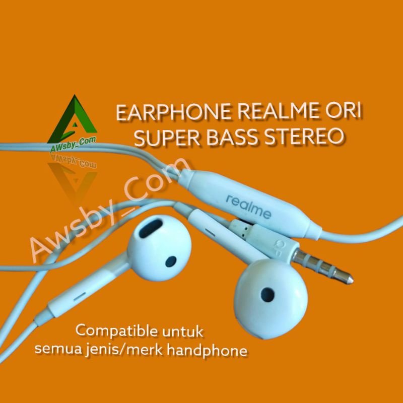 Earphone realme ori Extra bass headset realme 5/5i/7/7i/C2/C3/C11/C12/C15/ C17/5 pro/C20/C21/C25