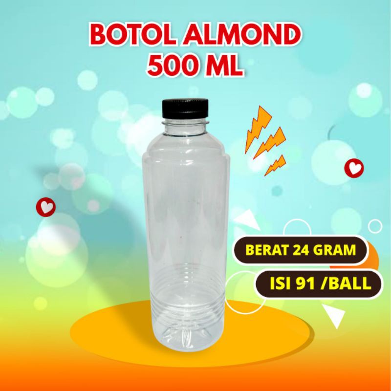 Botol almond 500ml(short neck) free packing