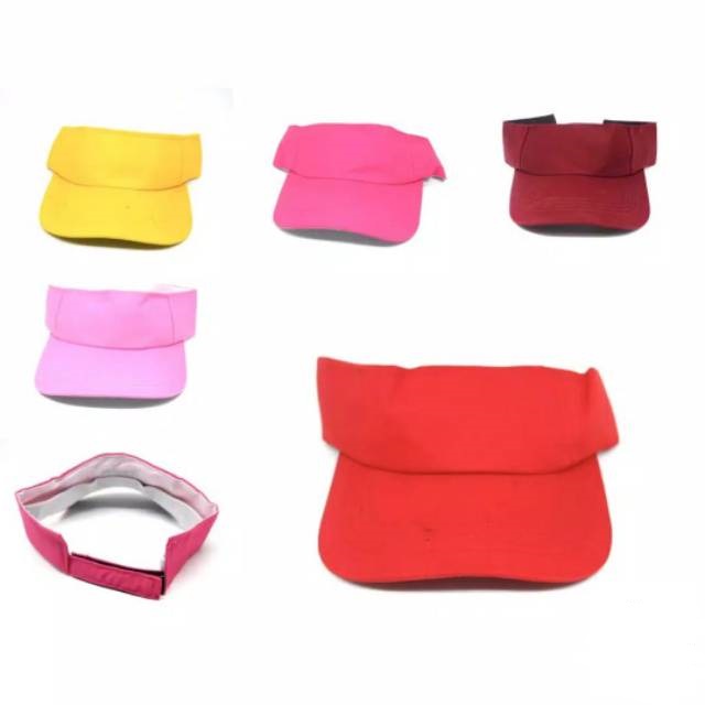 Topi Tennis / topi golf / topi zumba / topi olahraga topi caddy warna merah pink kuning biru polos