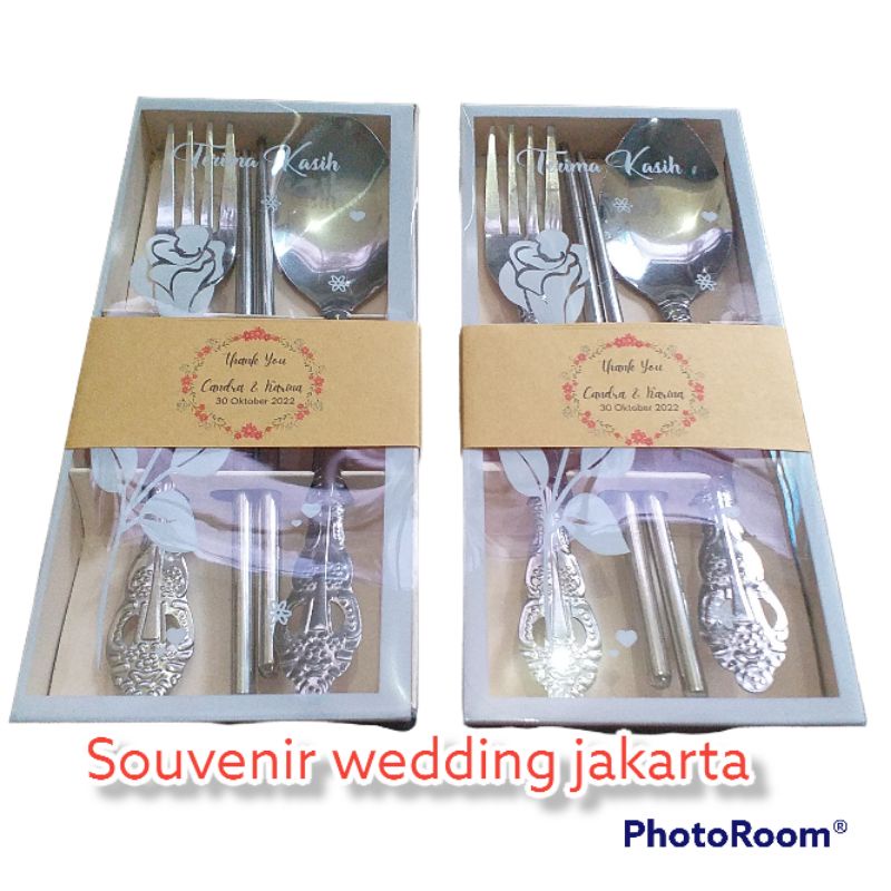 Souvenir sendok garpu sumpit wayang box mika