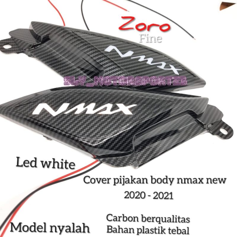 Cover Pijakan Body LED Nyala Nmax New Carbon Yamaha Nmax New 2020 - 2021 Tutup Pijakan Body LED Nmax