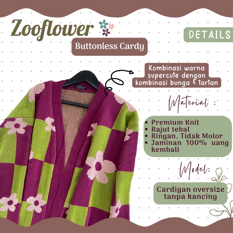 Zooflower Cardy Buttonless Oversize • Cardigan premium