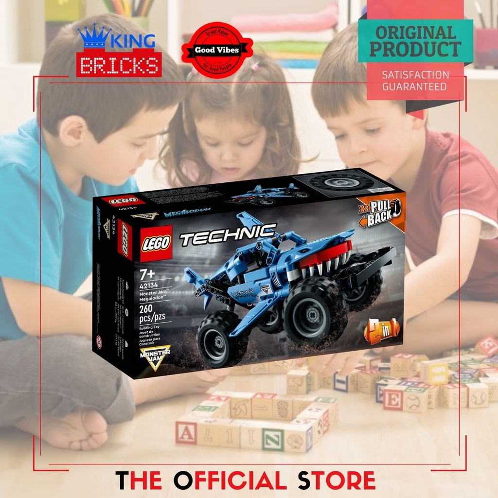 LEGO Original TECHNIC 42134 Monster Jam Megalodon - Mainan Anak Edukasi Kreatif Truk Racing Besar