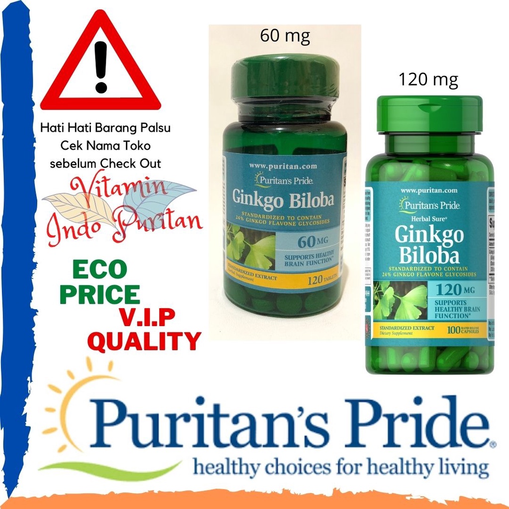 Vitamin Puritan Pride Ginkgo Biloba untuk kesehatan otak dan memori