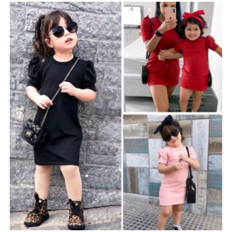 Dress Anak Rajut Lengan Balon 2-5 Thn