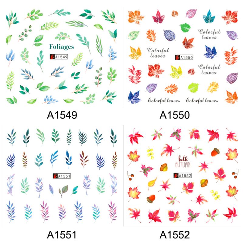 SIY  12 Pcs/set Nail Watermark Sticker Large Green Plant Pattern Epoxy Filling Material Trend Lady DIY Nails Making Filler