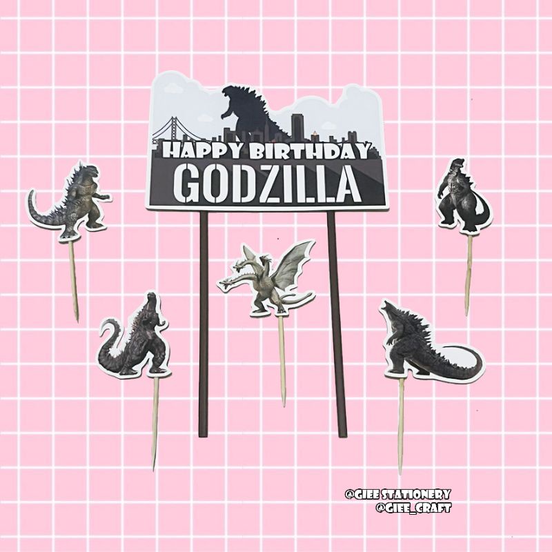 Cake Topper Godzilla / Topper Kue Godzilla / Hiasan Kue Godzilla / Godzilla