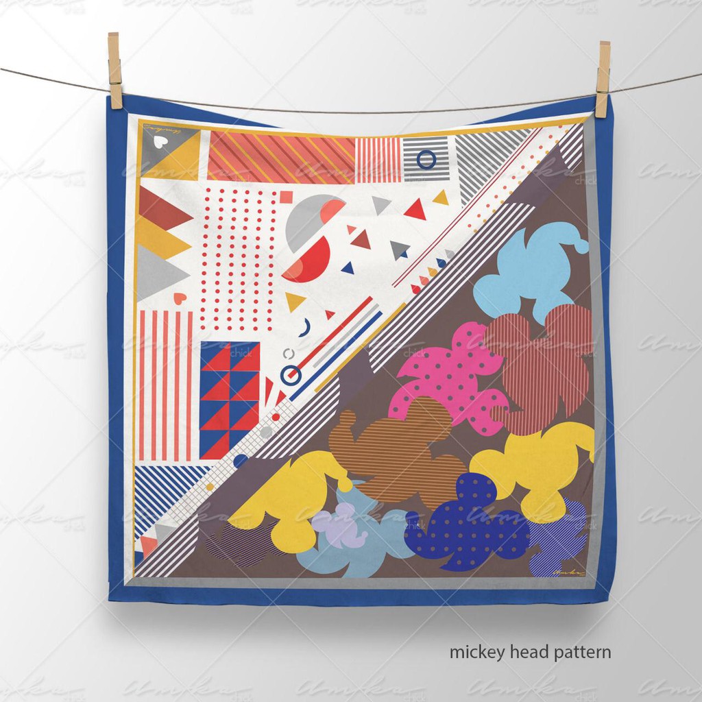 MICKEY HEAD PATTERN – JILBAB VOAL HIJAB SEGIEMPAT SCARF PRINTED UMKACHICK