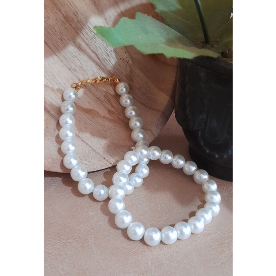 Gelang/ Gelang wanita mutiara putih/ Gelang mutiara / Konektor masker mutiara putih
