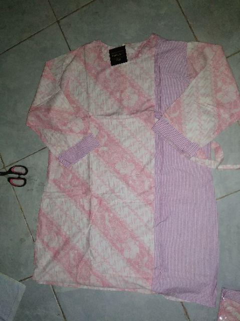 Batik Tunik Shibori Jumputan Terbaru Size S-3l / Hrb026 Yelbor Navbor / Biru Putih / Original..