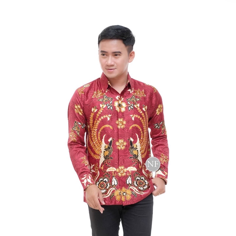 KEMEJA SEMI SUTRA BATIK FURING DISTRO Batik HRB26 M L XL XXL Tulis Halus Kemeja BATIK MURAH TERLARIS