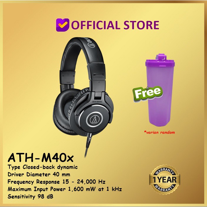 Audio-Technica ATH-M40x Professional Studio Monitor Headphone ATHM40X