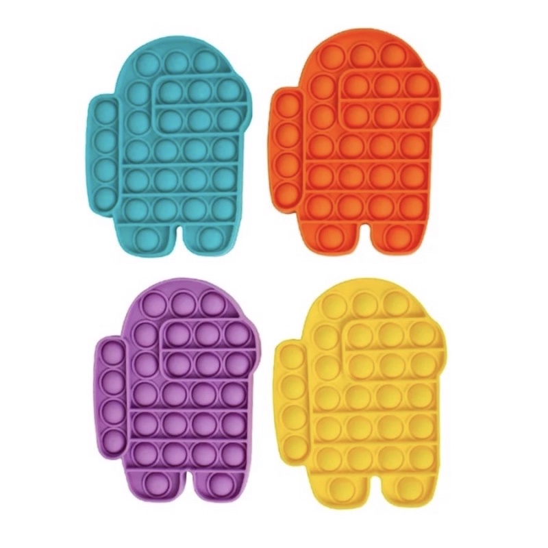 Pop It Fidget Toy Murah Rainbow Mainan Anak Penghilang Stress Tiktok-AmongUs Polos Mix