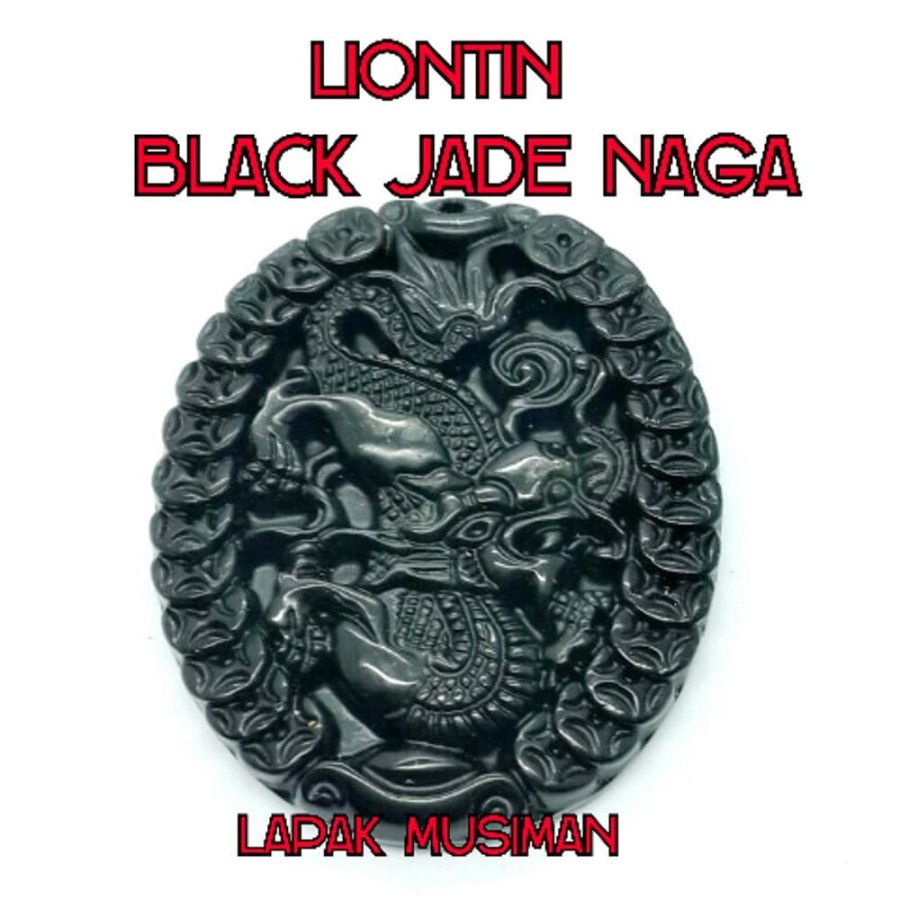 [Bayar di Tempat] LIONTIN BLACK JADE MOTIF NAGA