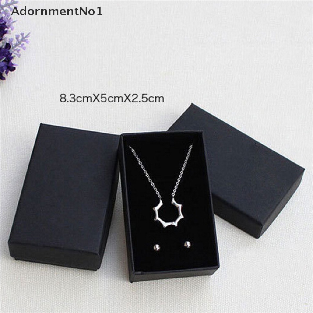 (AdornmentNo1) Kotak Penyimpanan Cincin / Kalung / Anting / Gelang Bahan Kertas Warna Hitam Untuk Hadiah