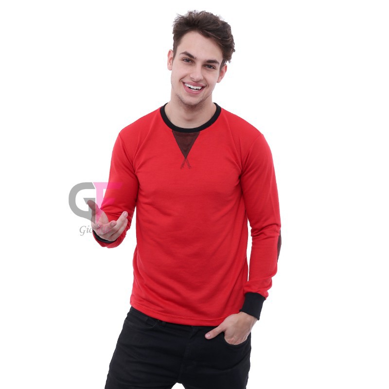 GIOFLO Kaos Panjang Distro Simple Terbaru Elegan Simple Merah / PAN 886