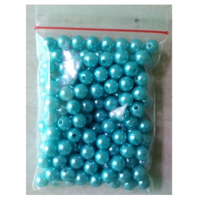 100 Gram Payet Mote Manik Mutiara Sintetis 8mm Bulat Besar Mutsin Berat Kwalitas Super Warna Biru