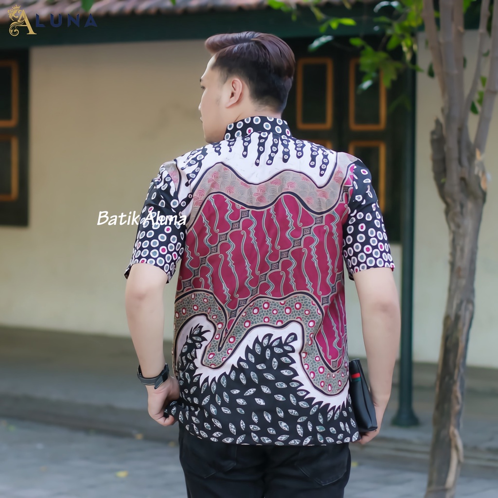 BATIK LENGAN PENDEK PRIA REGULAR MODERN PREMIUM FULL FURING ORIGINAL PRODUKSI BATIK ALUNA PD 016