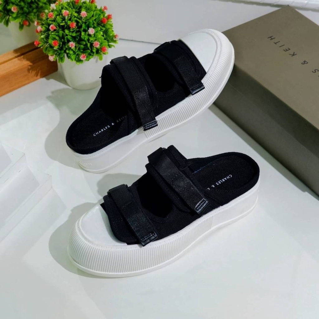 [7.7 Boombastis Sale⚡] - SENDAL WANITA KANVAS CK SLIP ON VELCRO CKS506 PREMIUM IMPORT