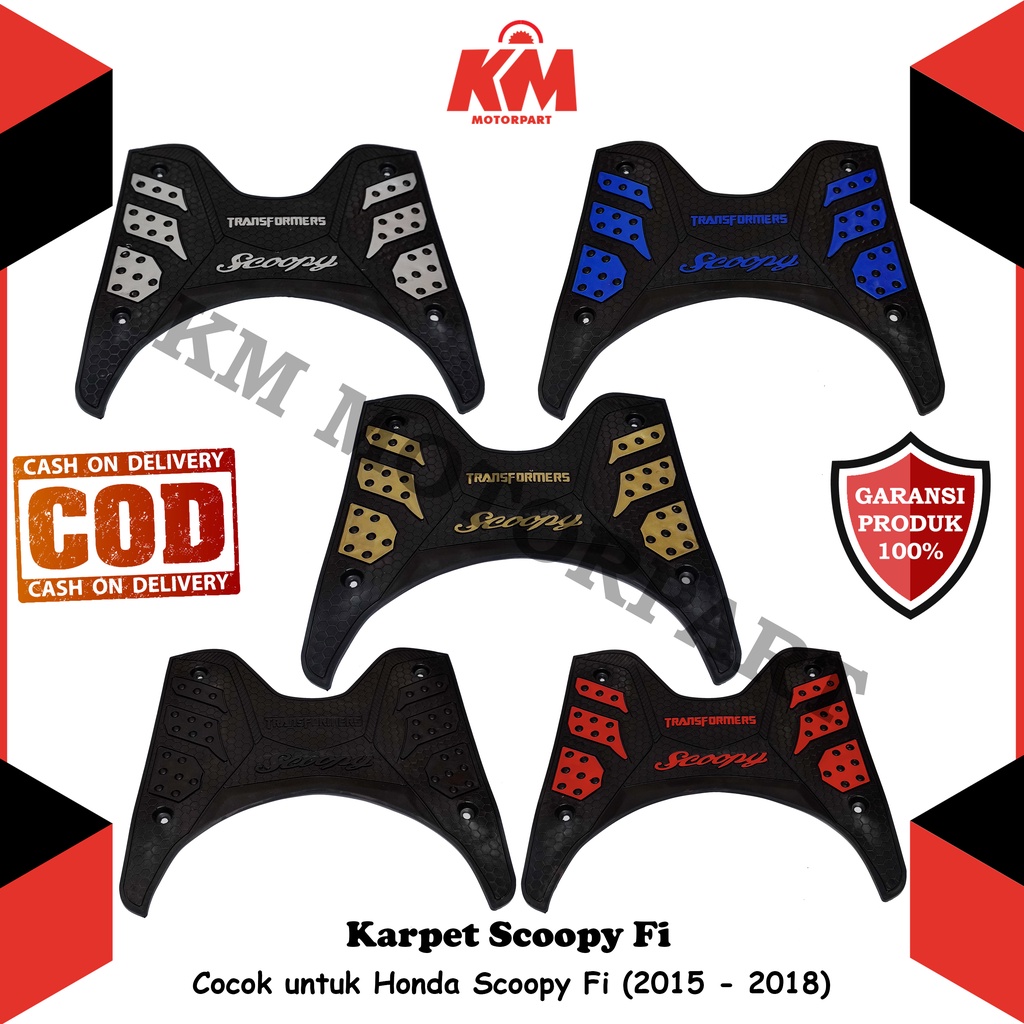 Karpet Scoopy Fi 2015 - 2018 Keset Pijakan Kaki Honda Scoopy Bordes Bahan Karet Variasi