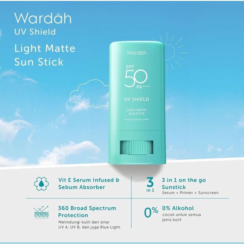 WARDAH UV SHIELD SPF 50 PA +++ LIGHT MATTE SUN STICK 22 GR @MJ