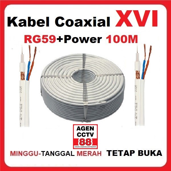 Kabel CCTV Coaxial RG59 + Power DC 100M Meter Harga Lagi Promo