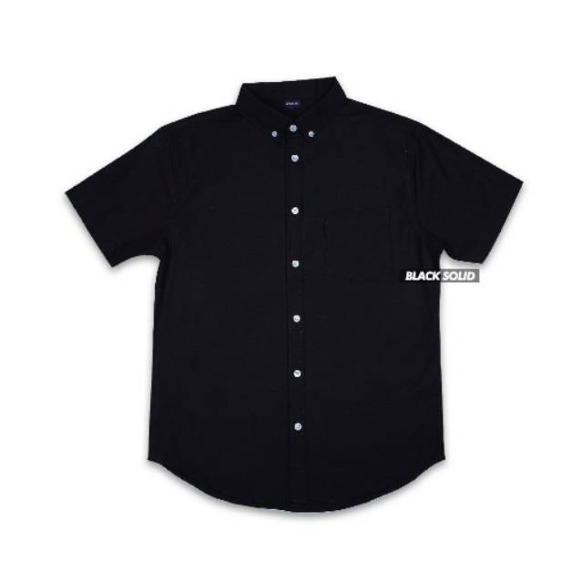 Kemeja Polos Pria Lengan Pendek Slim fit Cotton Oxford - Kemeja Polos Hitam