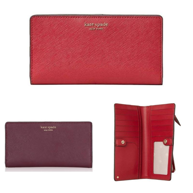 dompet kate spade katespade original cameron large slim bifold wallet rosso cherrywood