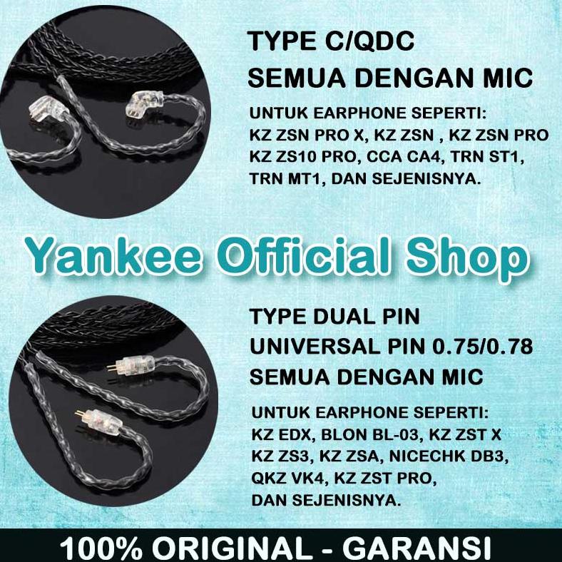 Jc 8 Core Jc08s Kabel Upgrade dengan Mic for Kabel KZ ZSN PRO ZS3 EDX ZSN PRO X KABEL ZSN KABEL ZST