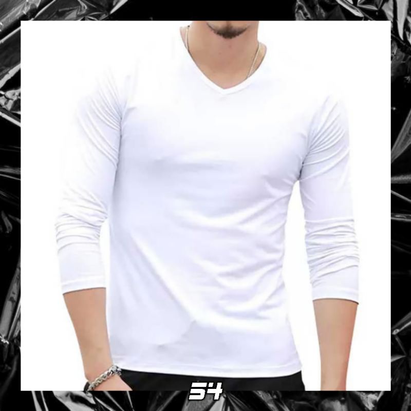 Baju Kaos Polos Pria Kaos Cowok V Neck Lengan Panjang ~ Duncan