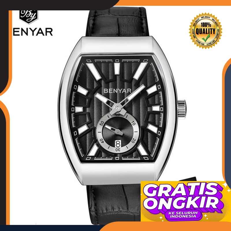 Benyar binya new trend rectangular design quartz men's wrist watch by-5136