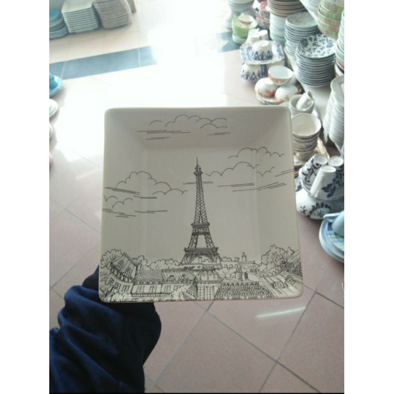 Mangkok Keramik Kotak Paris 18x18 cm