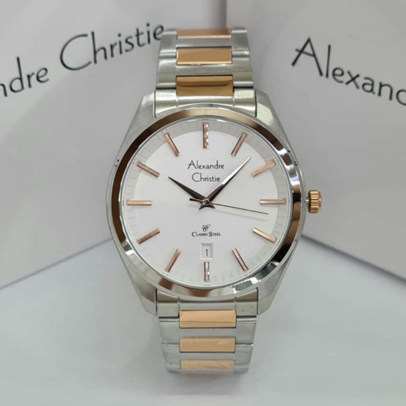 Jam Tangan Alexander Christie Pria Silver Rosegold ac8638