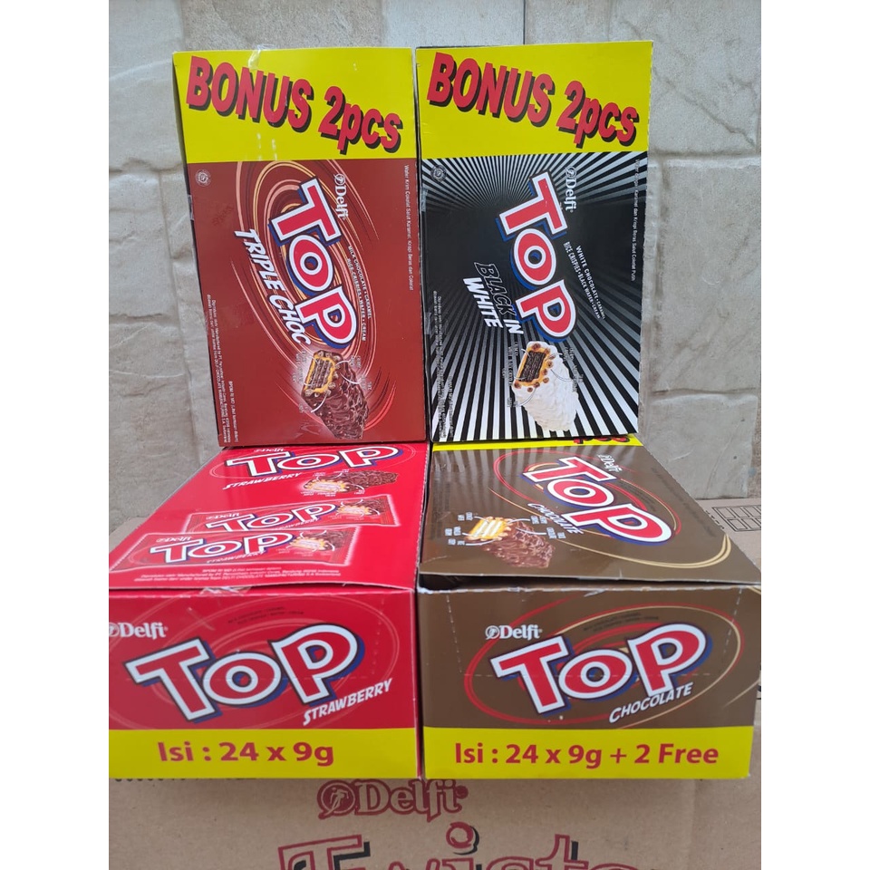 

DELFI TOP 9 GR COKLAT STRAWBERRY TRIPLE CHOC BLACK N WHITE