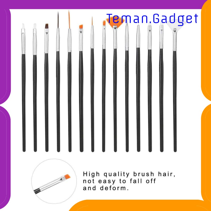 TG-FE365 NELBEAUTY BRUSH KUTEK KUKU PRO NAIL ART DOTTING TOOLS 15 PCS - N1800