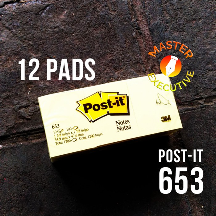 [Pak - 12 Pad] 3M Post-it Notes 653 Canary Yellow 3M-1 / Memo Tempel Kuning