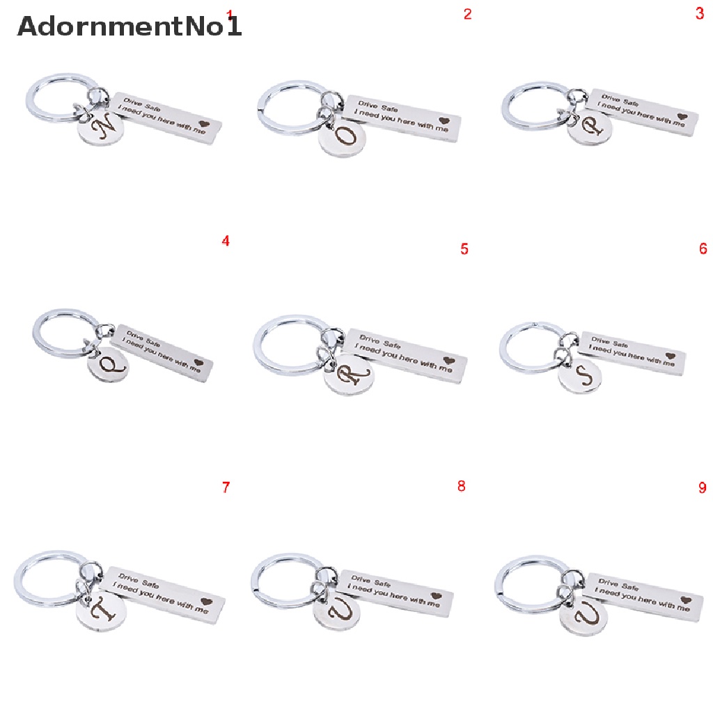 (AdornmentNo1) 1pc Gantungan Kunci Stainless Steel Motif Inisial Huruf Drive Safe