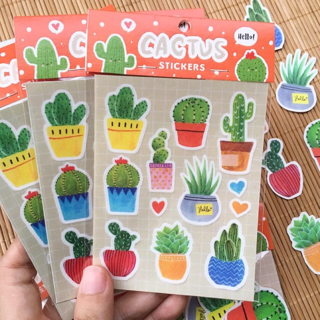 

Sticker lucu / sticker planner / sticker diecut kisscut CACTUS by mentol art